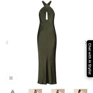 Shona Joy Midi Evening Dress - Cross Front Keyhole Forrest Green